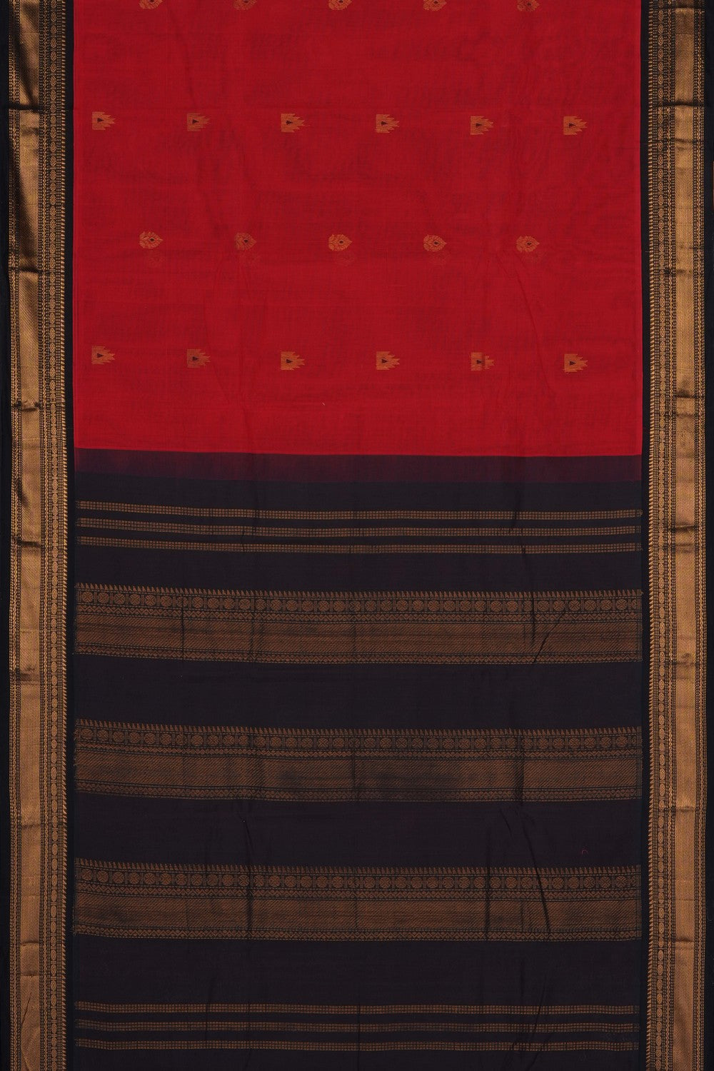 Image of Red Gadwal Cotton Saree