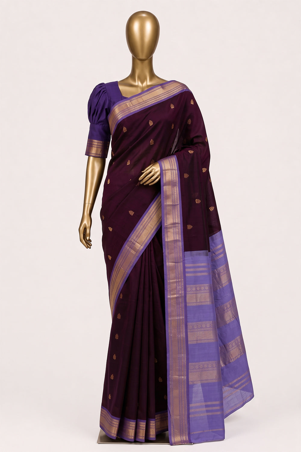Image of Violet Gadwal Cotton Saree