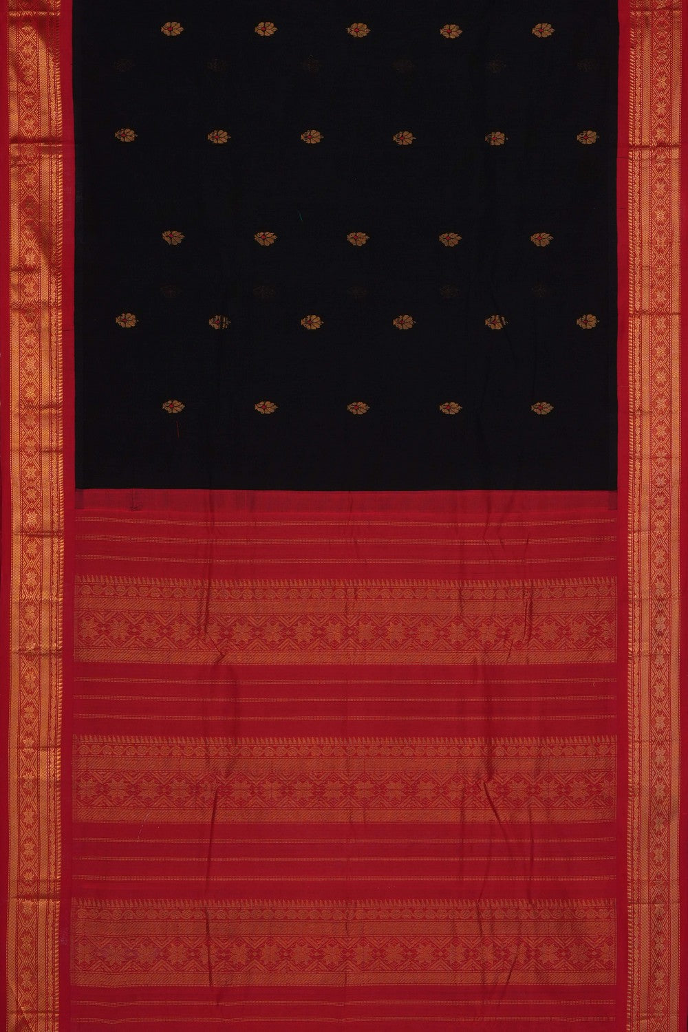 Image of Black Gadwal Cotton Saree