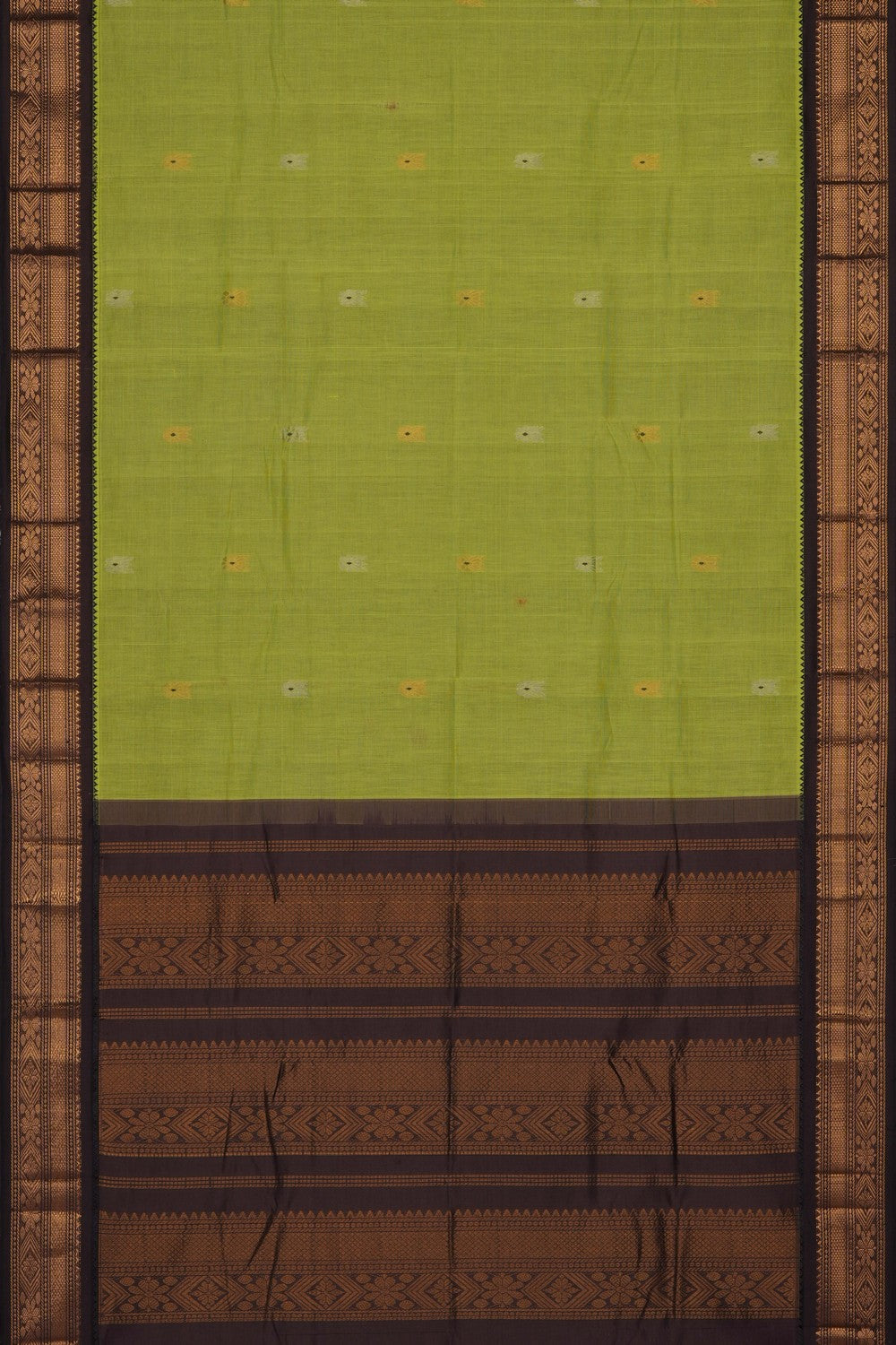 Image of Green Gadwal Cotton Saree