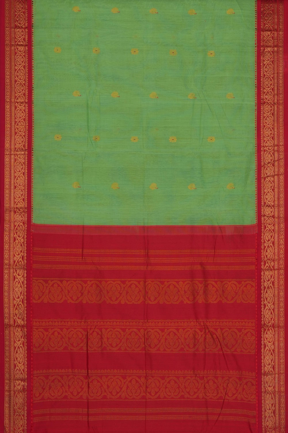 Image of Green Gadwal Cotton Saree