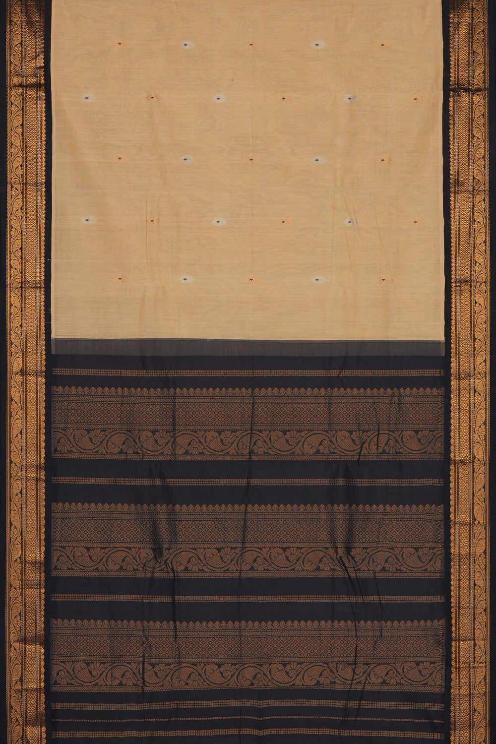 Image of Beige Gadwal Cotton Saree