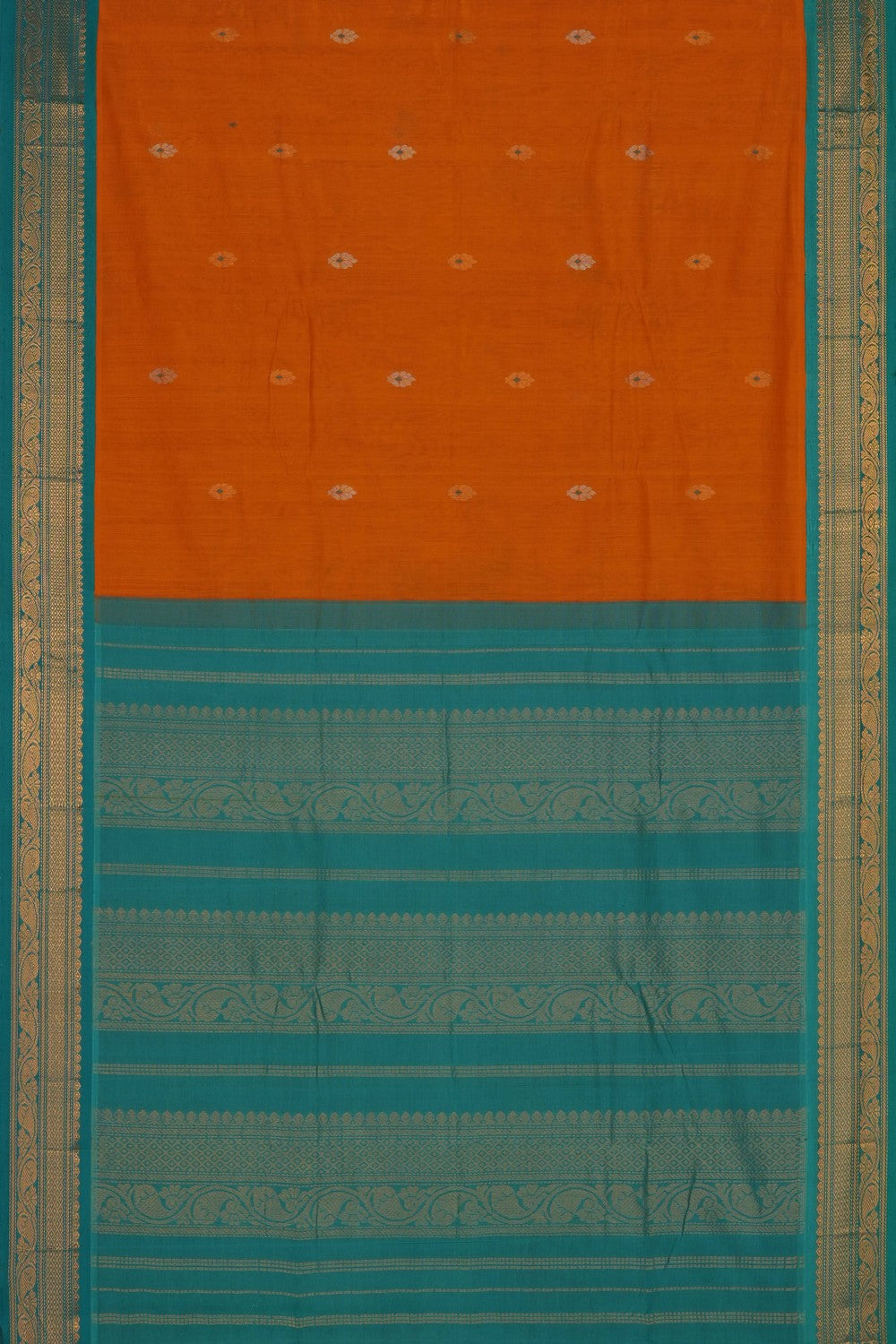 Image of Orange Gadwal Cotton Saree