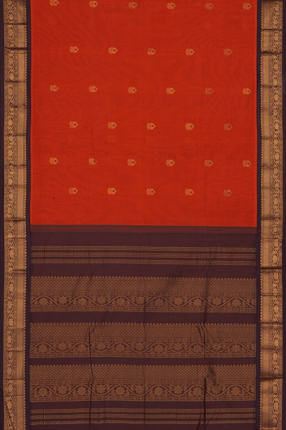 Image of Orange Gadwal Cotton Saree