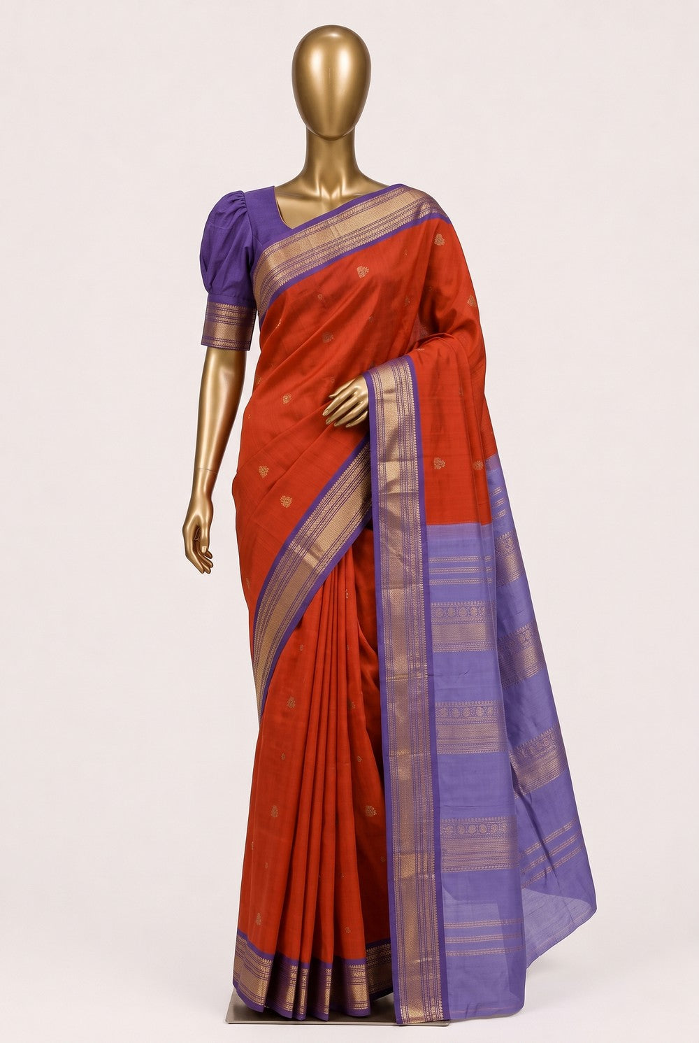 Image of Orange Gadwal Cotton Saree