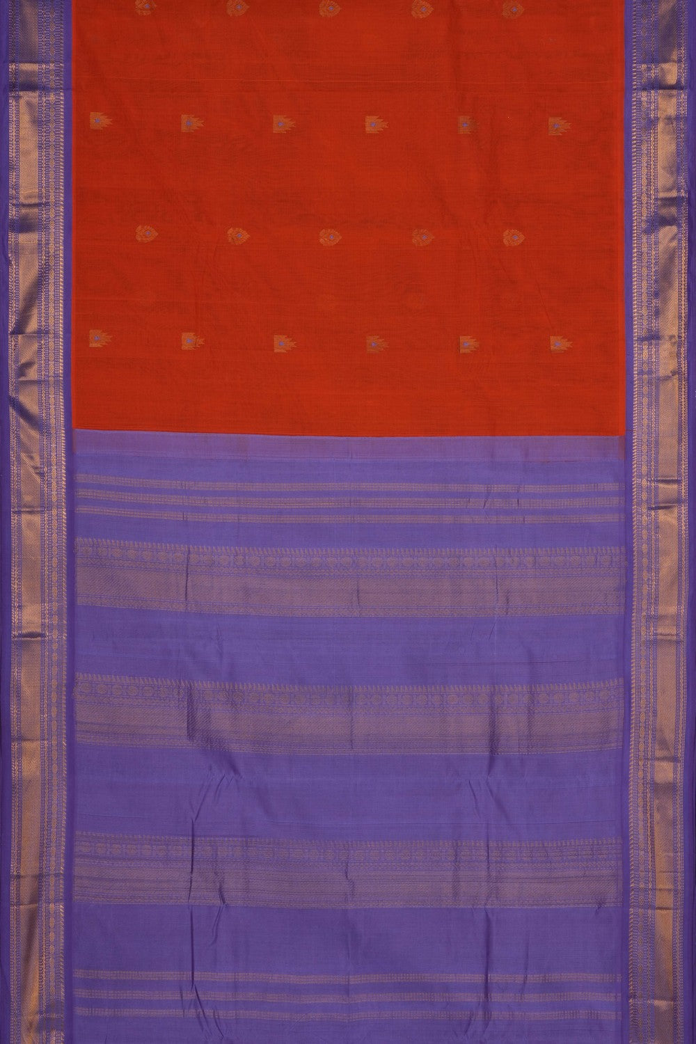 Image of Orange Gadwal Cotton Saree