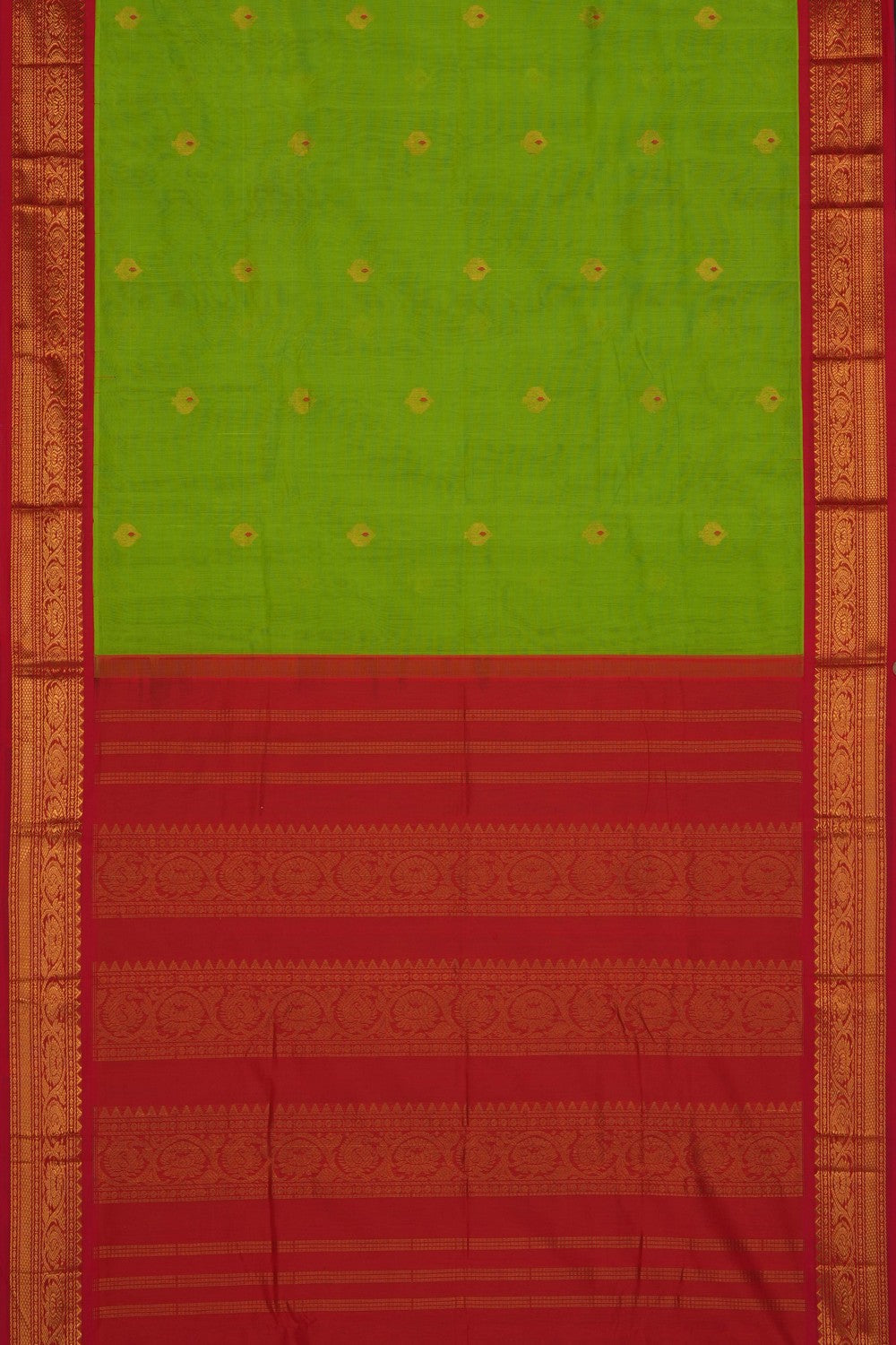 Image of Green Gadwal Cotton Saree