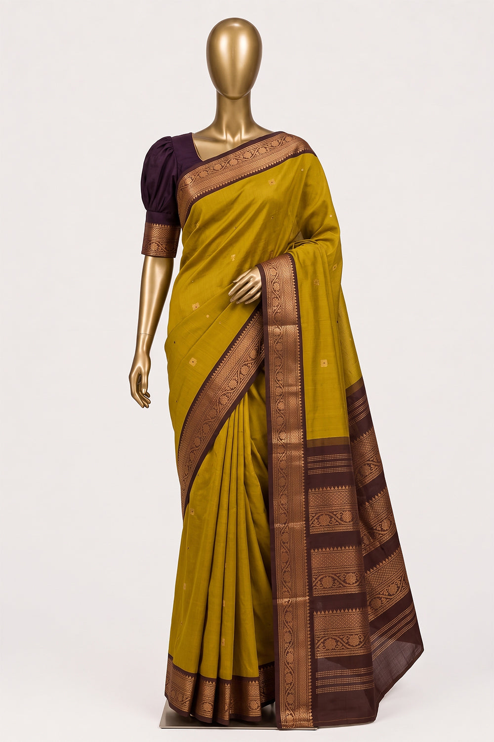 Image of Fenugreek Green Gadwal Cotton Saree