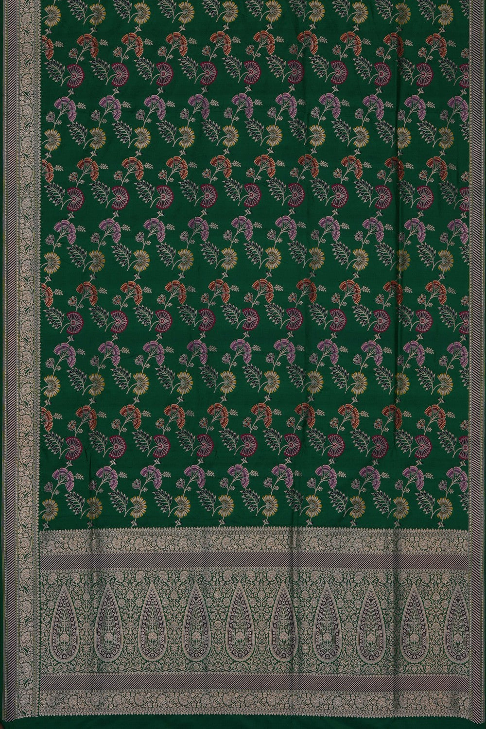 Image of Green Banarasi Brocade Silk Saree