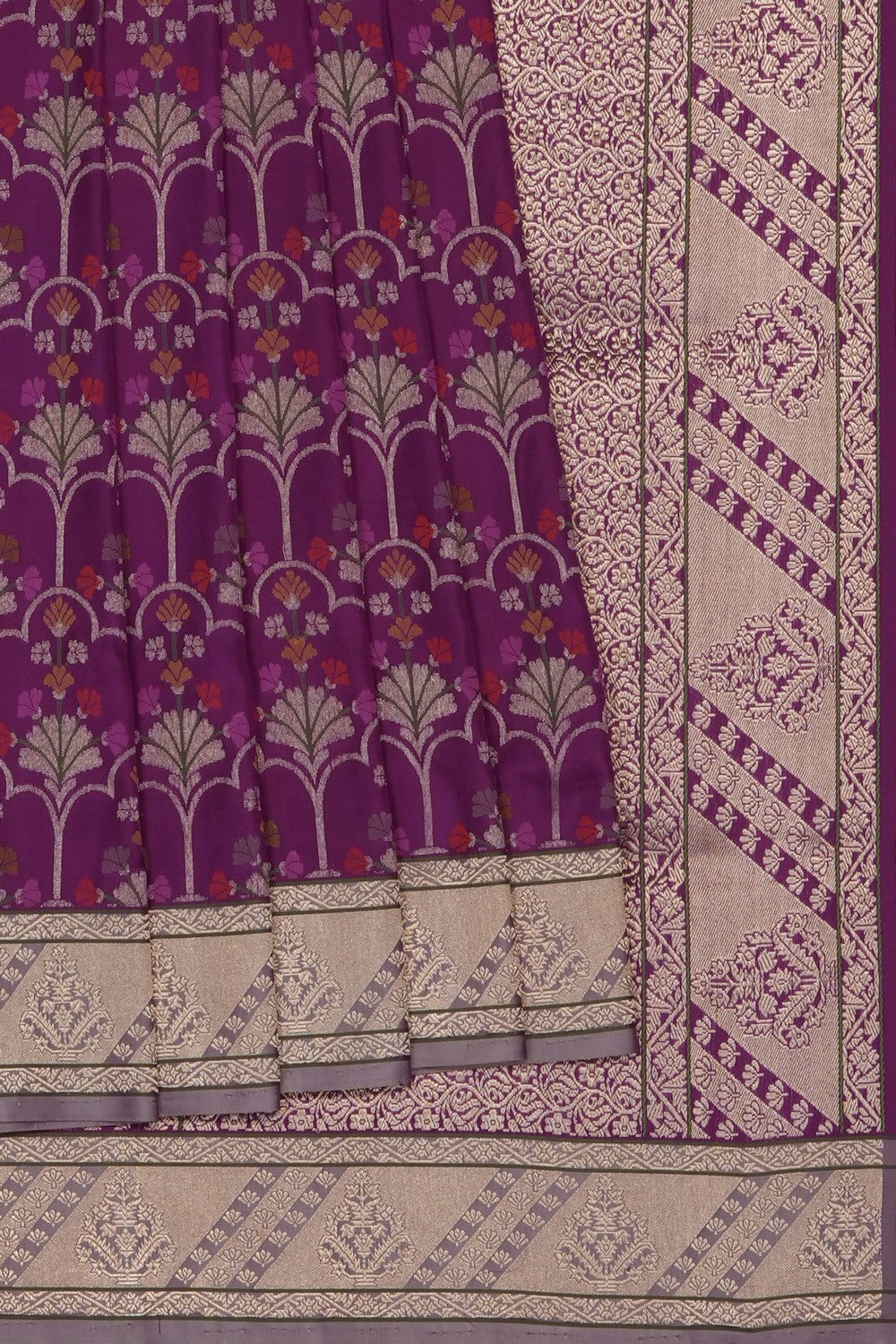 Image of Purple Banarasi Brocade Silk Saree