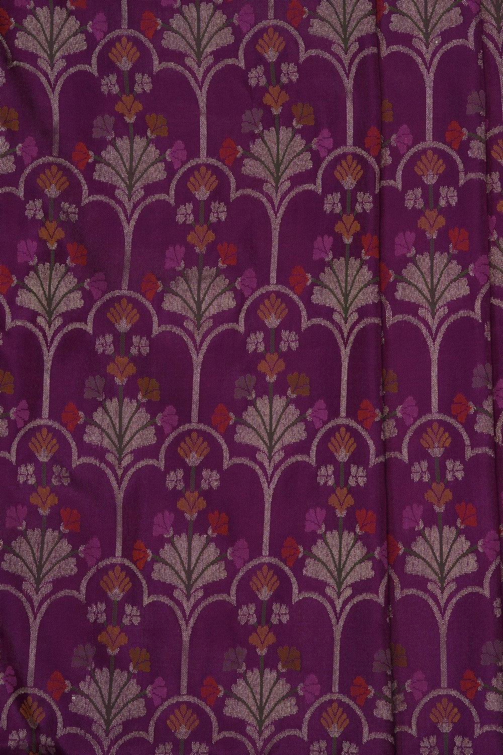 Image of Purple Banarasi Brocade Silk Saree