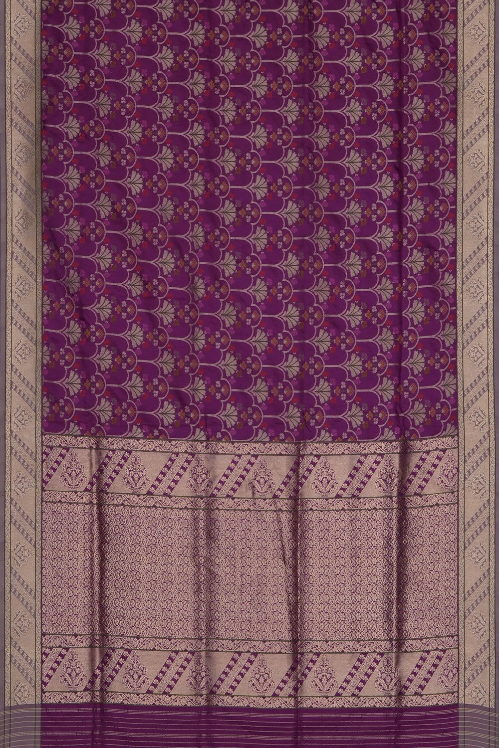 Image of Purple Banarasi Brocade Silk Saree