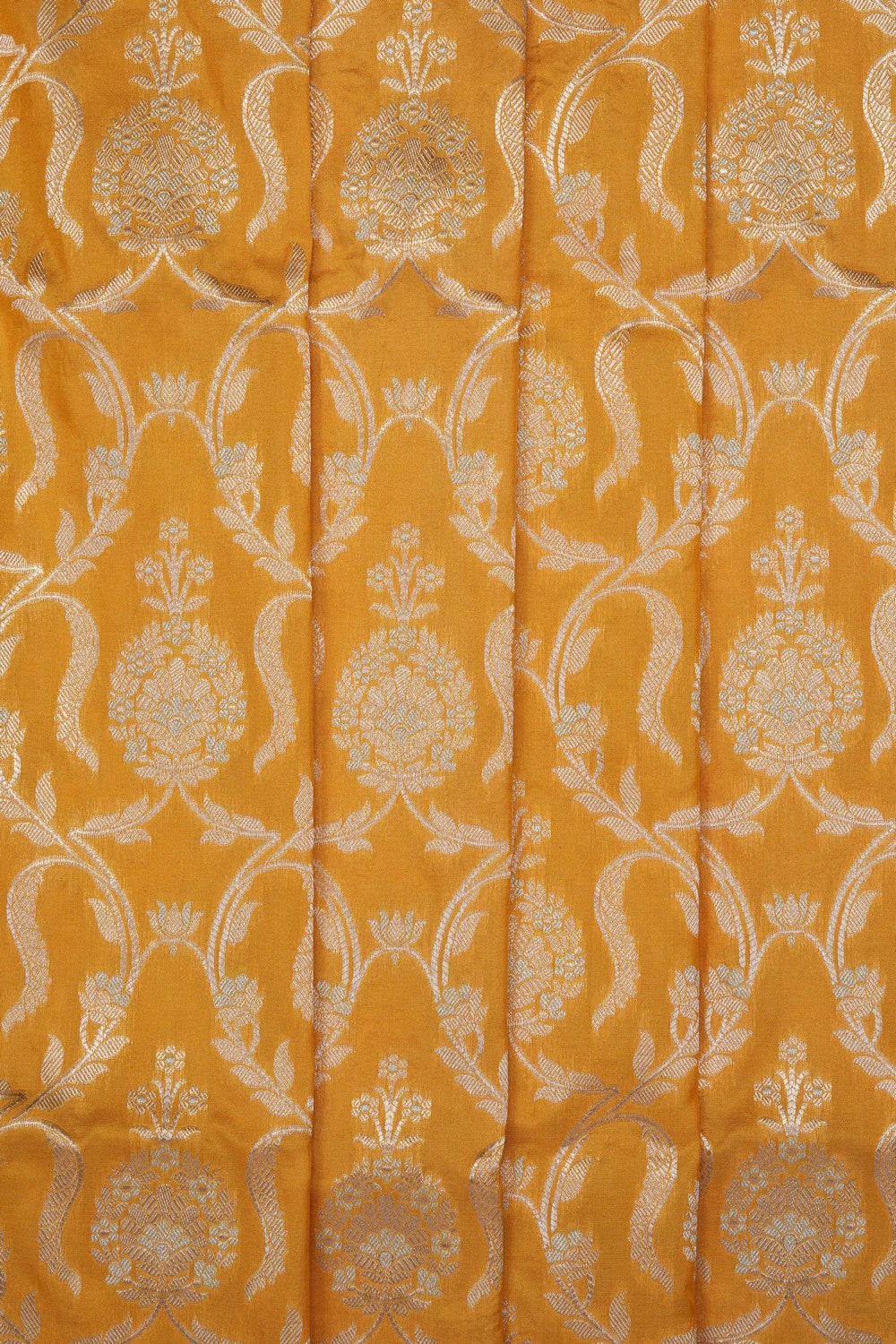 Image of Yellow Banarasi Brocade Silk Saree