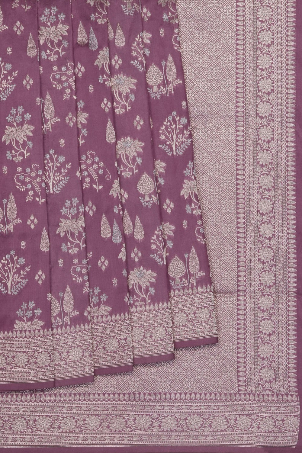 Image of Onion-Pink Banarasi Brocade Silk Saree