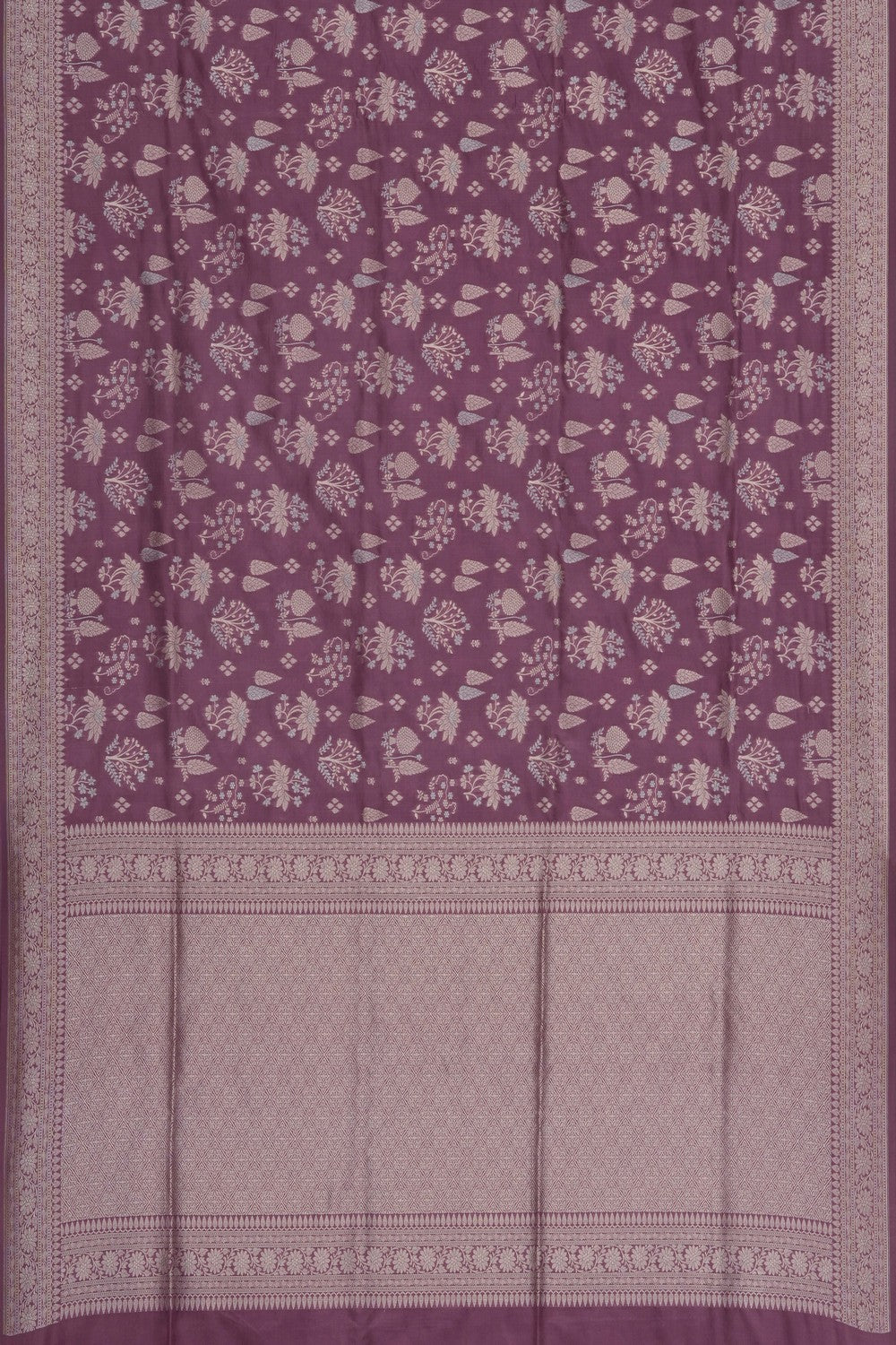 Image of Onion-Pink Banarasi Brocade Silk Saree