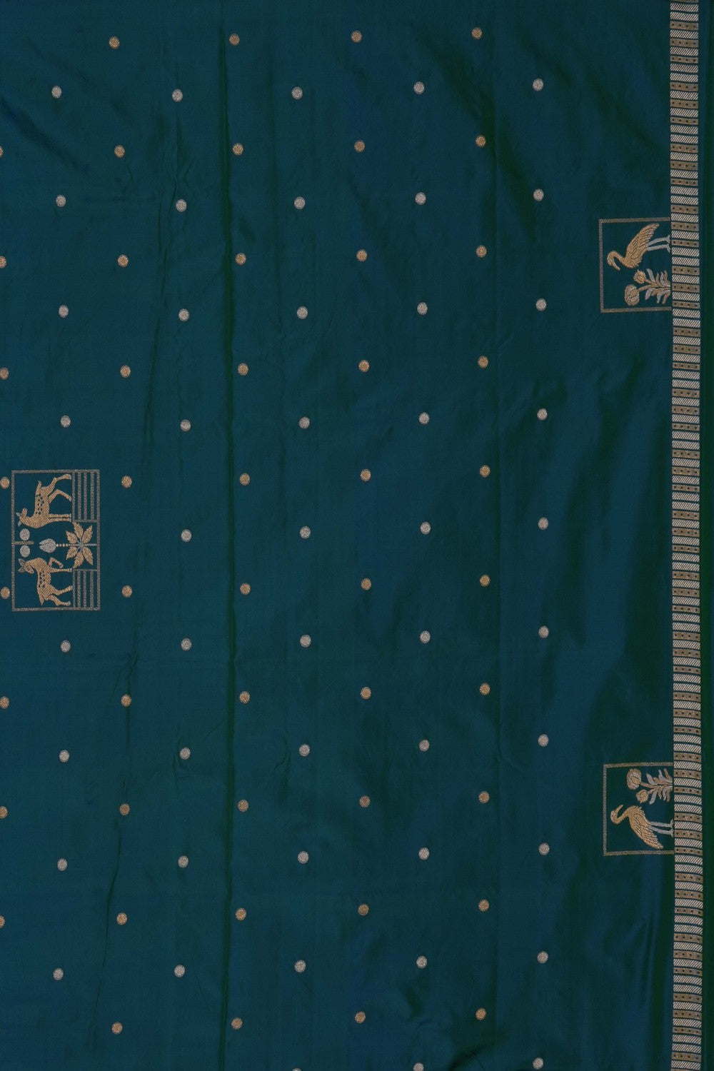 Image of Teal-Blue Banarasi Silk Saree