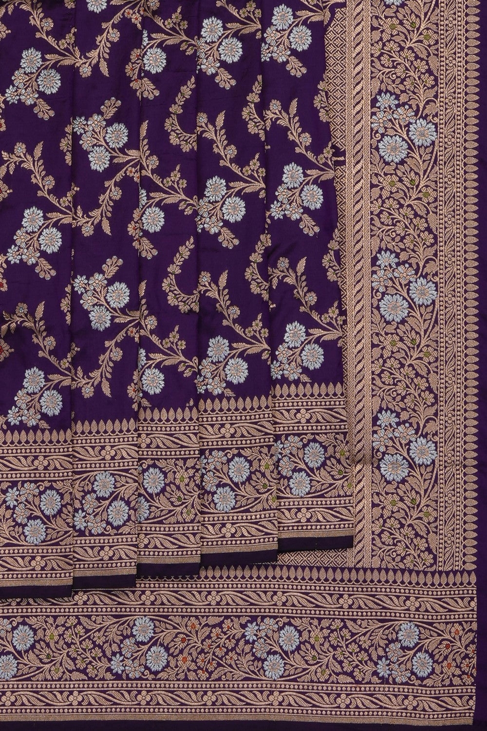 Image of Purple Banarasi Brocade Silk Saree