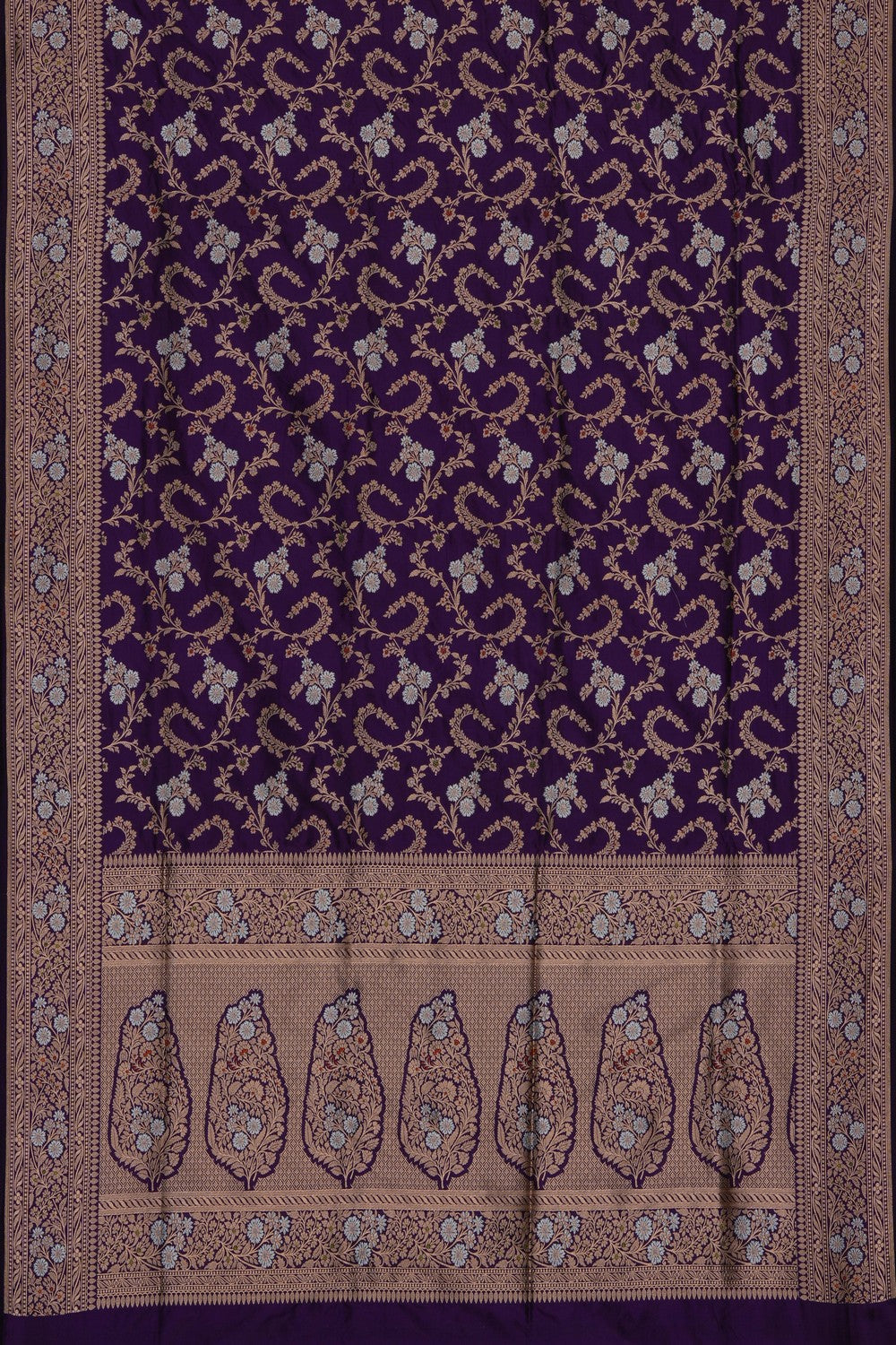 Image of Purple Banarasi Brocade Silk Saree