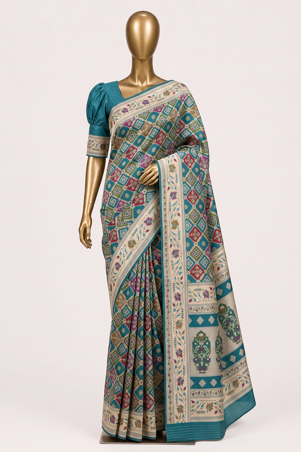 Image of Sea-Green Banarasi Brocade Silk Saree
