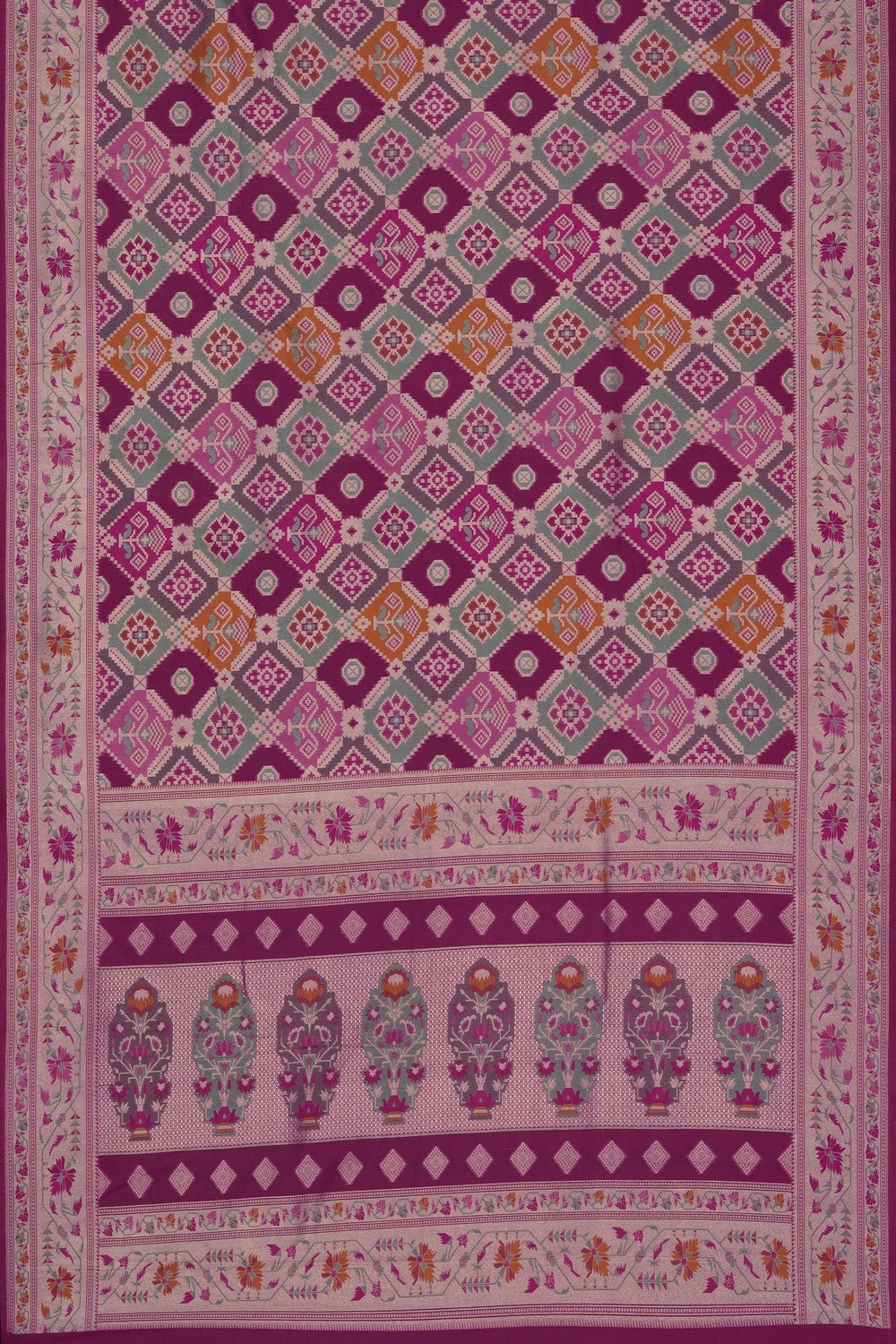Image of Magenta-Pink Banarasi Brocade Silk Saree