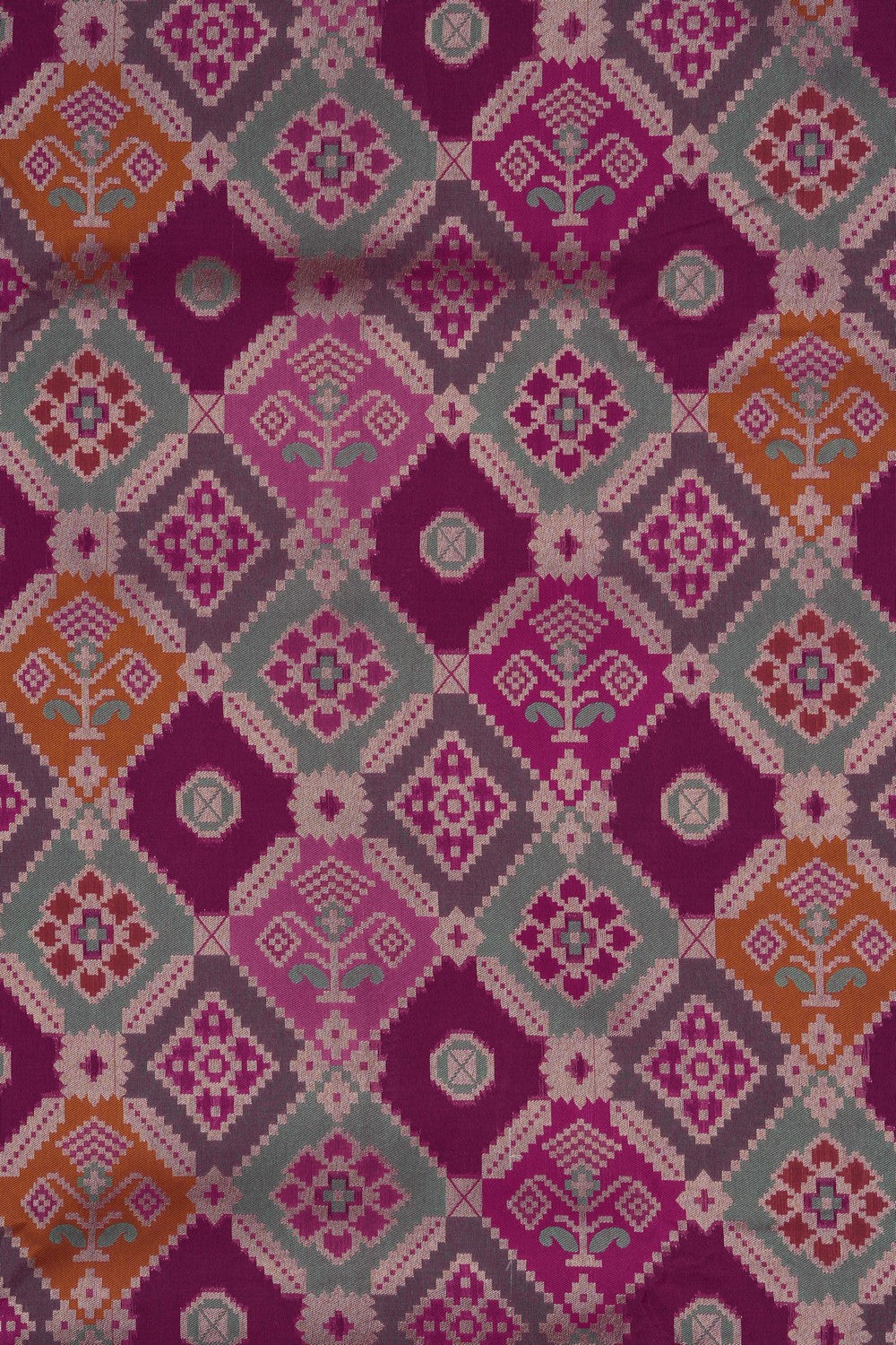 Image of Magenta-Pink Banarasi Brocade Silk Saree
