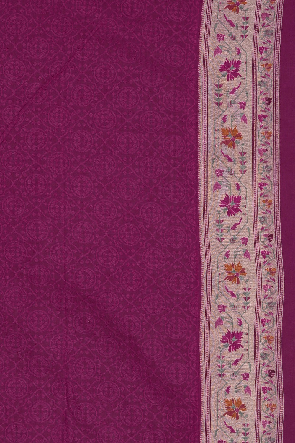Image of Magenta-Pink Banarasi Brocade Silk Saree