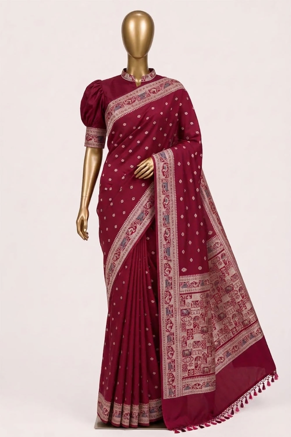 Image of Pink Banarasi Silk Saree