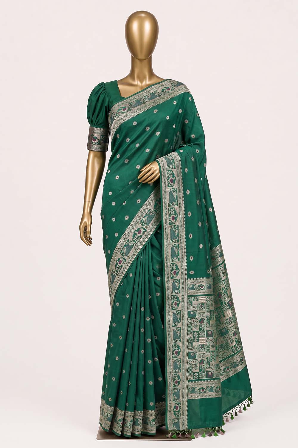 Image of Sea Green Banarasi Silk Saree