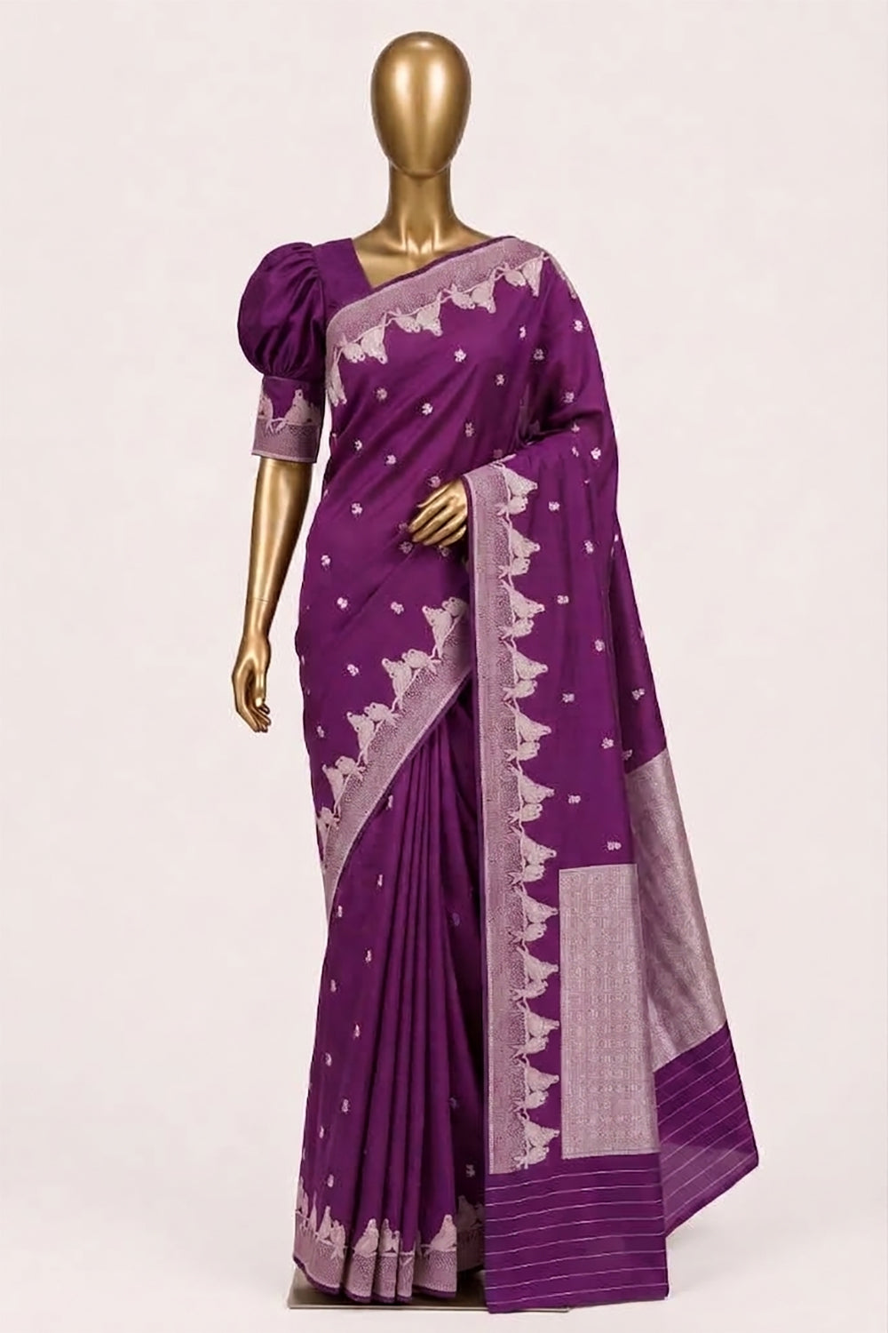 Image of Purple Banarasi Silk Saree