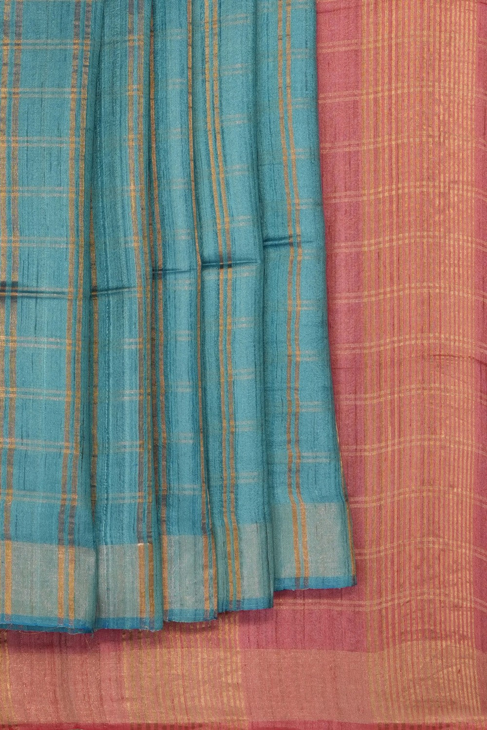 Image of sea-blue-tussar-silk-saree-p-18940676