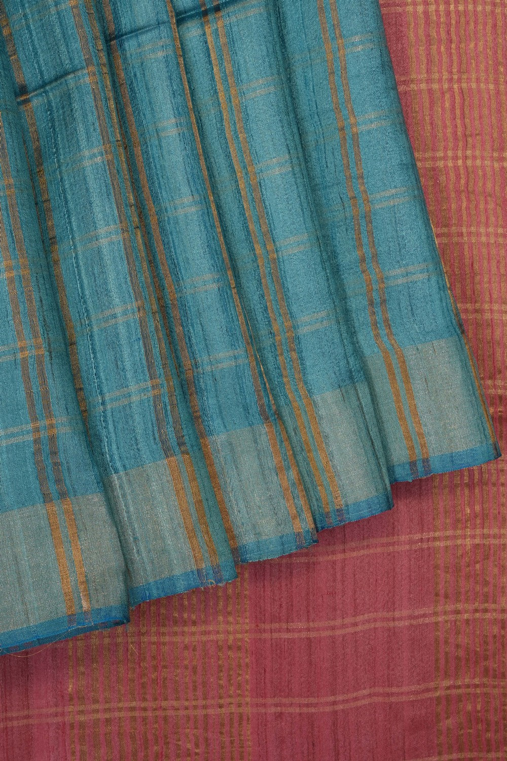Image of Sea Blue Tussar Silk Saree