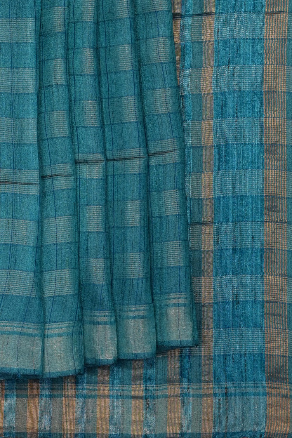 Image of teal-bluetussar-silk-saree-p-18940678