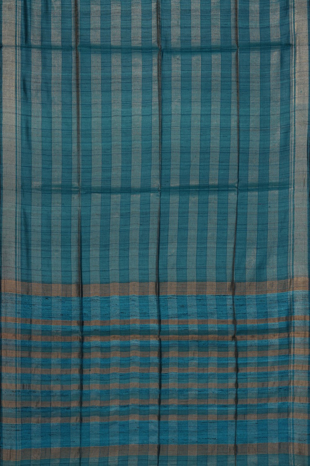 Image of Teal-BlueTussar Silk Saree