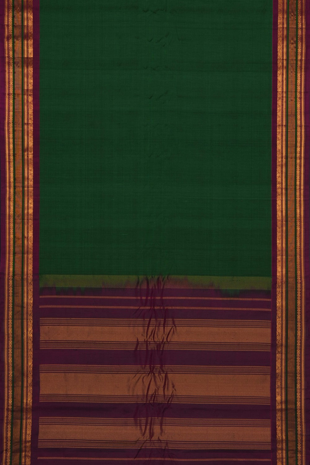 Image of Green Gadwal Cotton Silk Saree