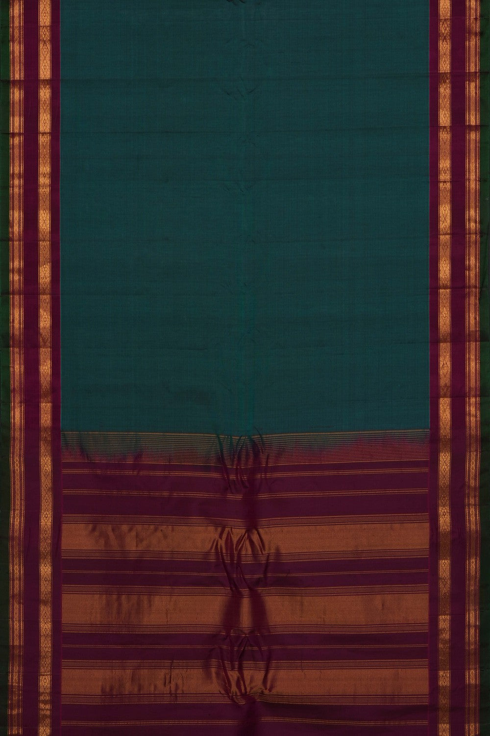 Image of Green Gadwal Cotton Silk Saree
