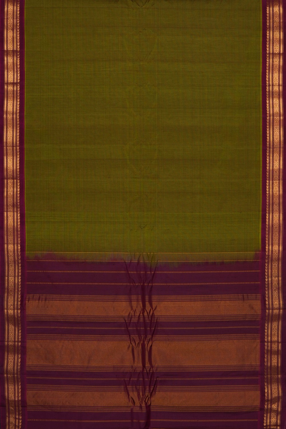Image of Green Gadwal Cotton Silk Saree