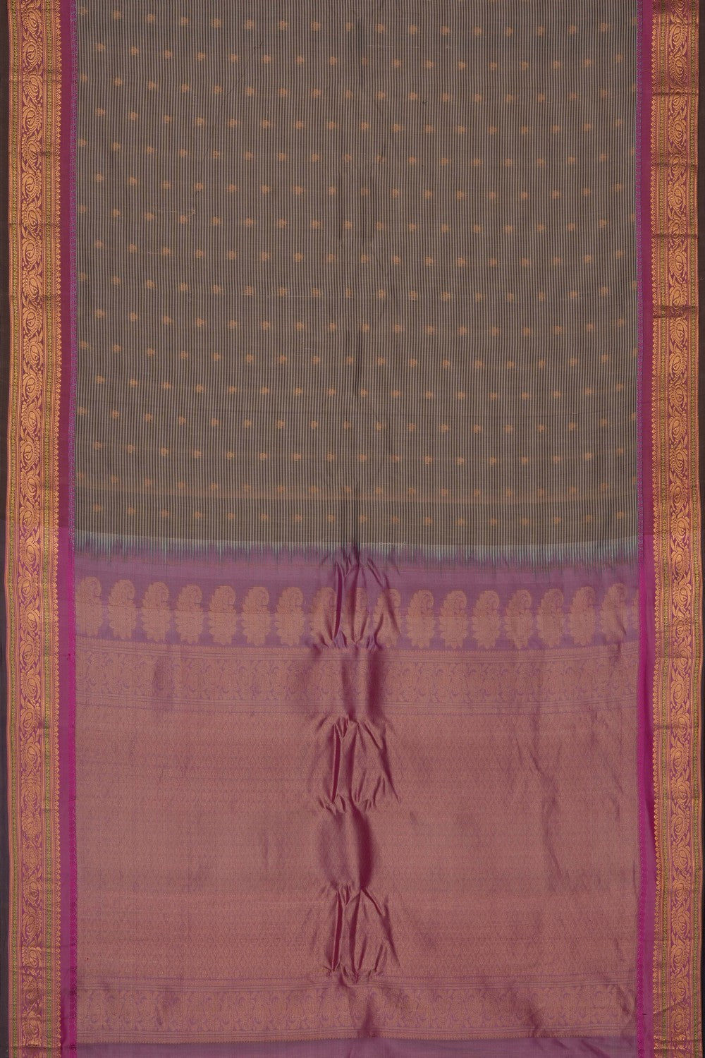 Image of Grey Gadwal Cotton Silk Saree