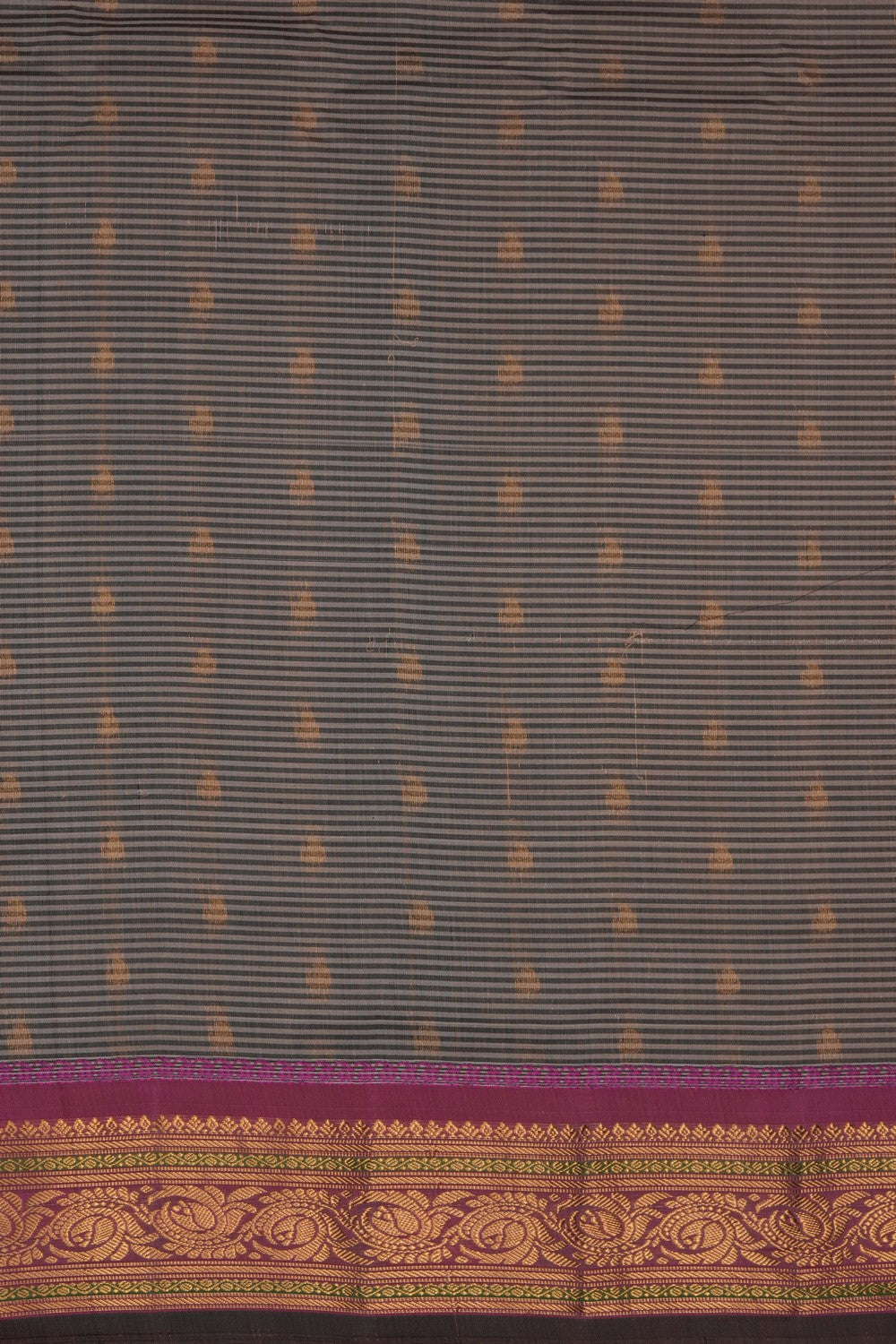 Image of Grey Gadwal Cotton Silk Saree
