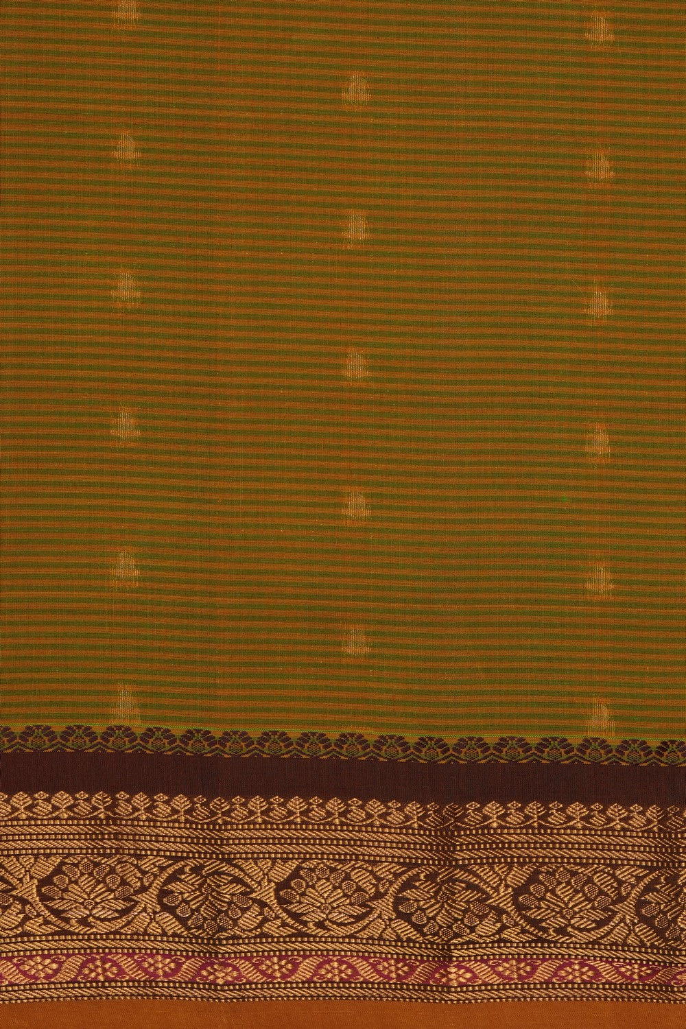 Image of Fenugreek Green Gadwal Cotton Silk Saree