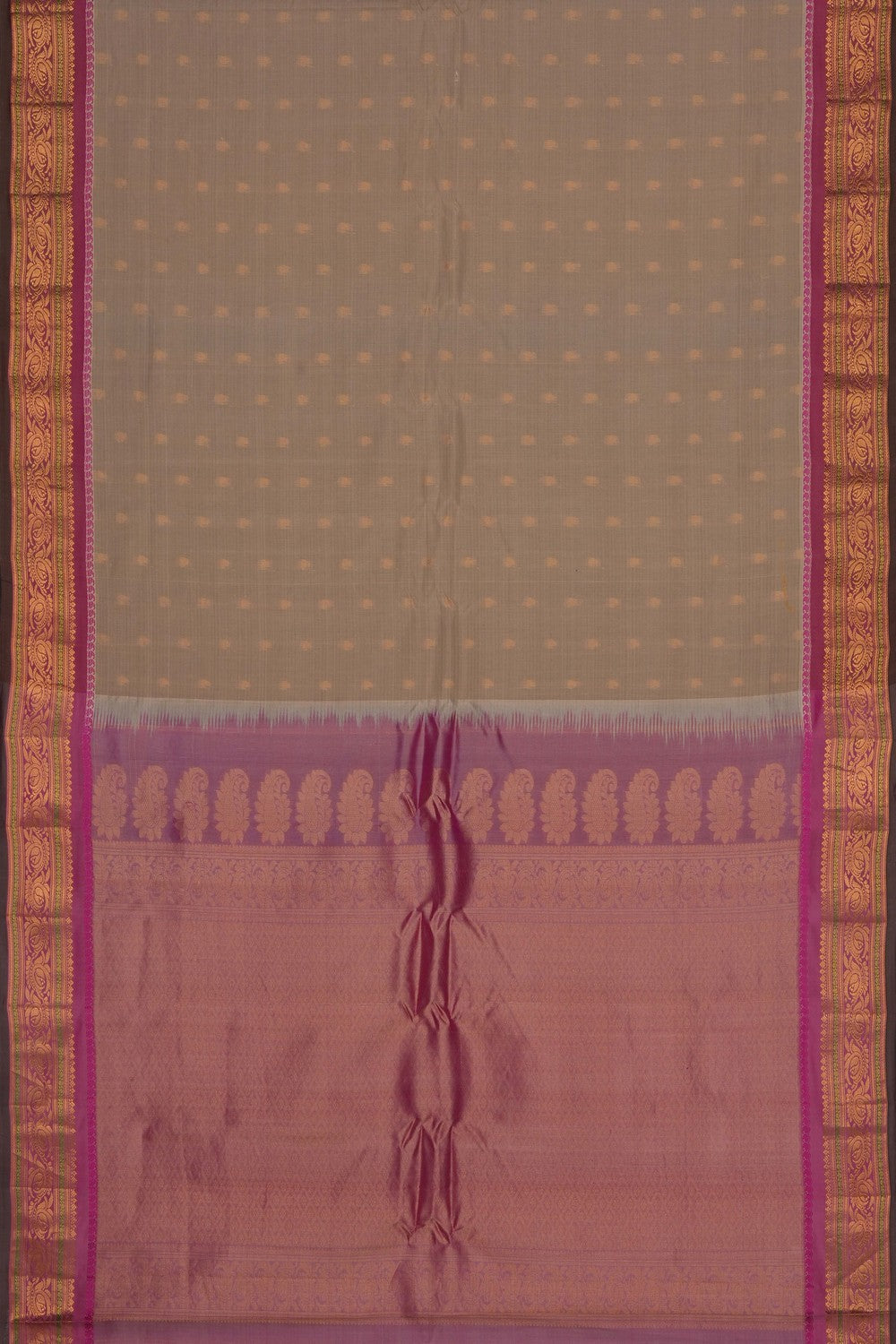 Image of Beige Gadwal Cotton Silk Saree