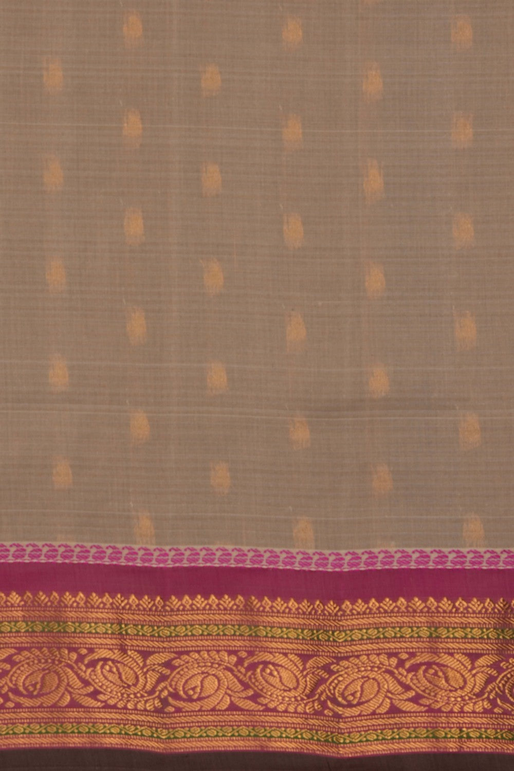 Image of Beige Gadwal Cotton Silk Saree