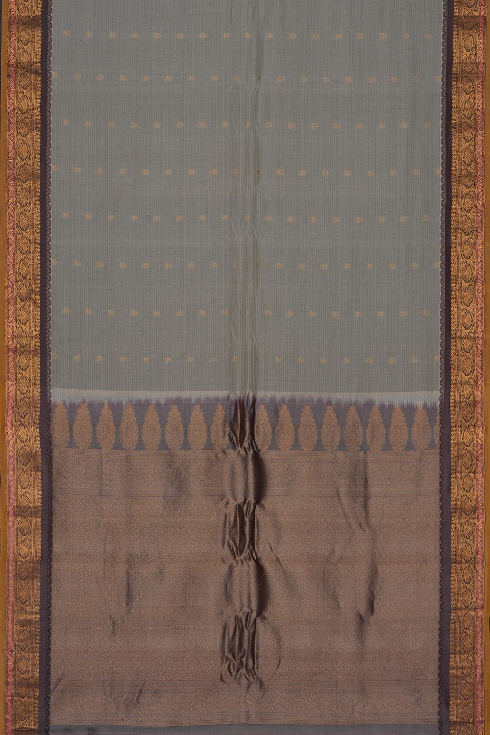 Image of Grey Gadwal Cotton Silk Saree