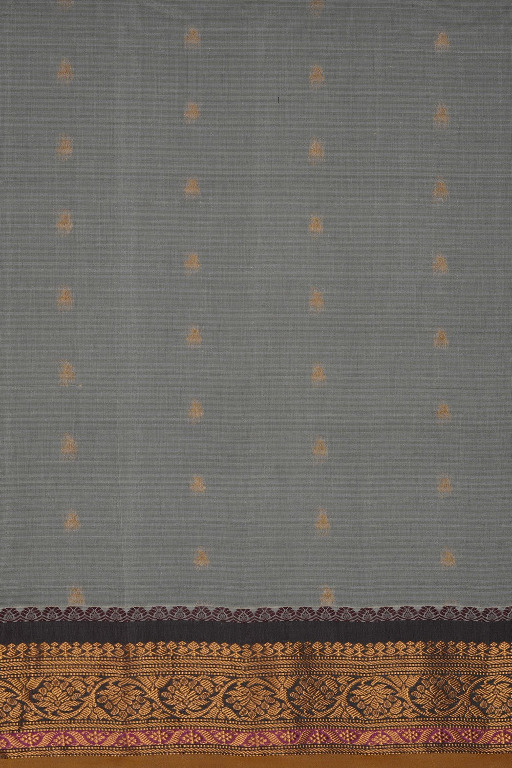 Image of Grey Gadwal Cotton Silk Saree