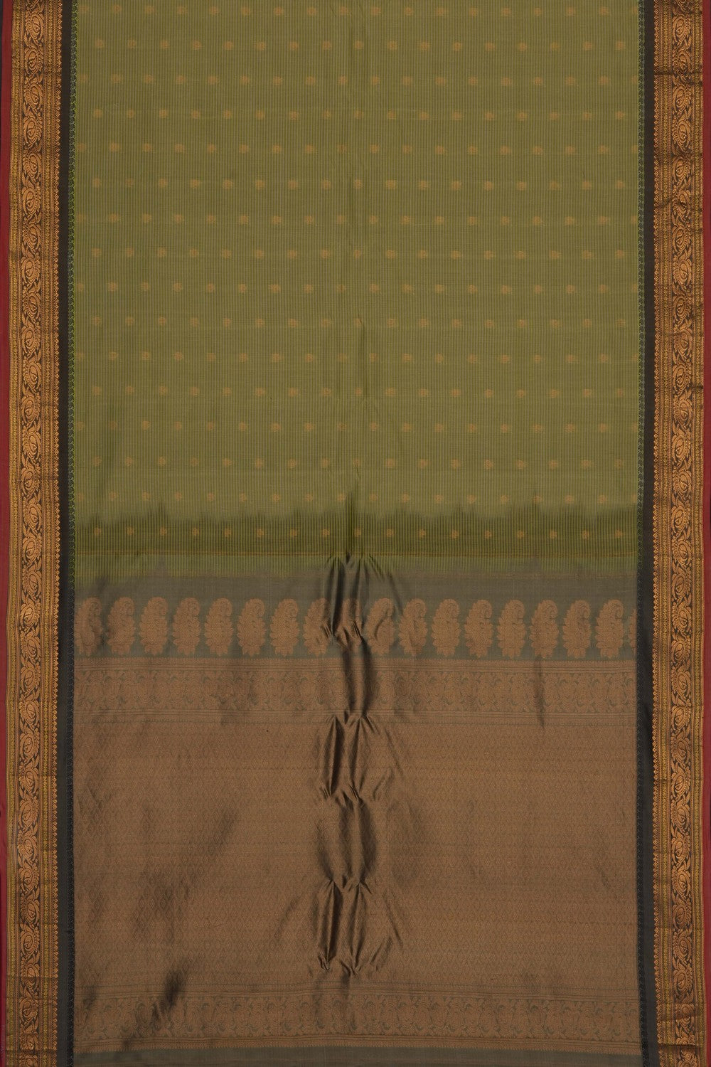 Image of Green Gadwal Cotton Silk Saree
