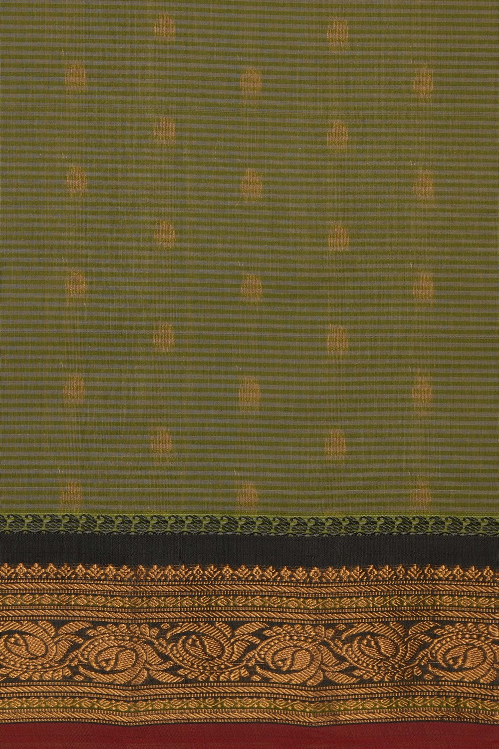 Image of Green Gadwal Cotton Silk Saree