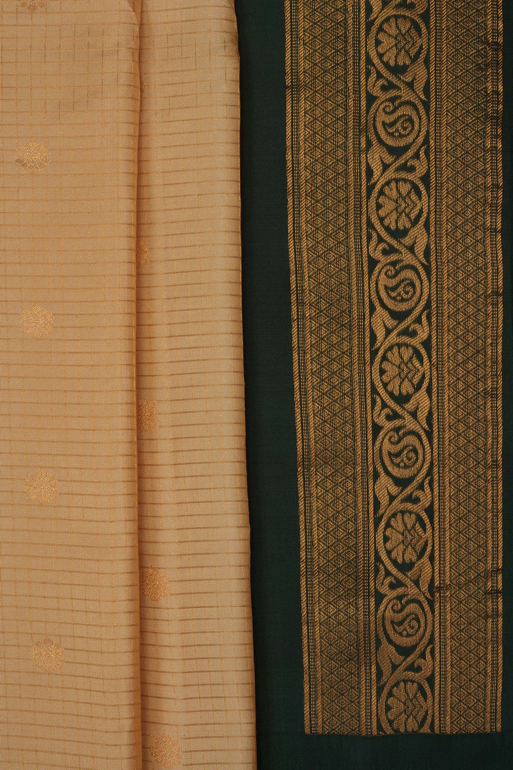 Image of Beige Gadwal Silk Kattam Saree