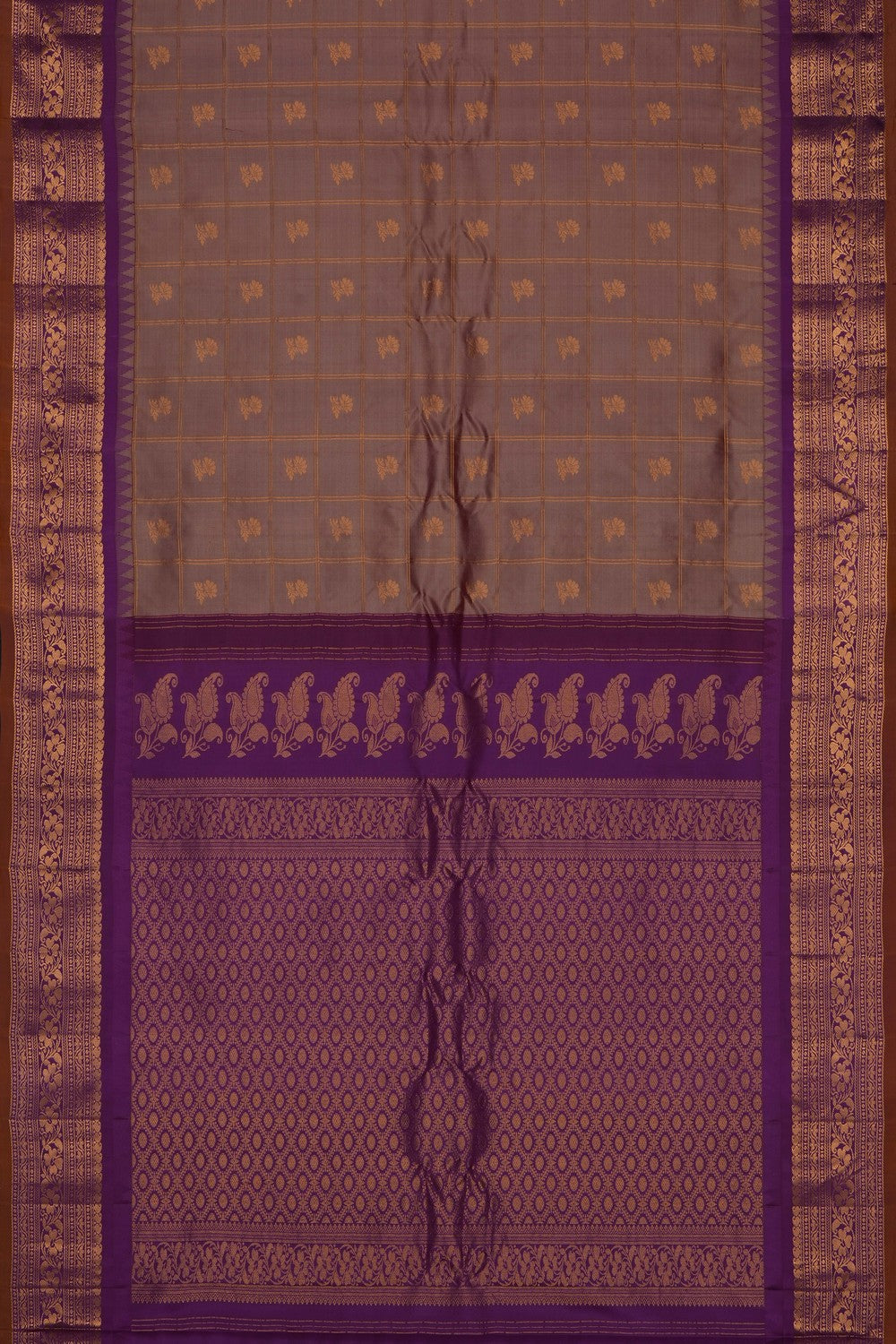 Image of Brown Gadwal Silk Kattam Saree