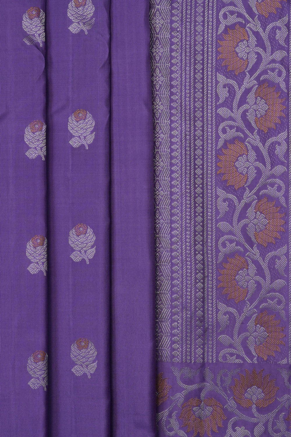 Image of Lavender-Purple Gadwal Silk Saree