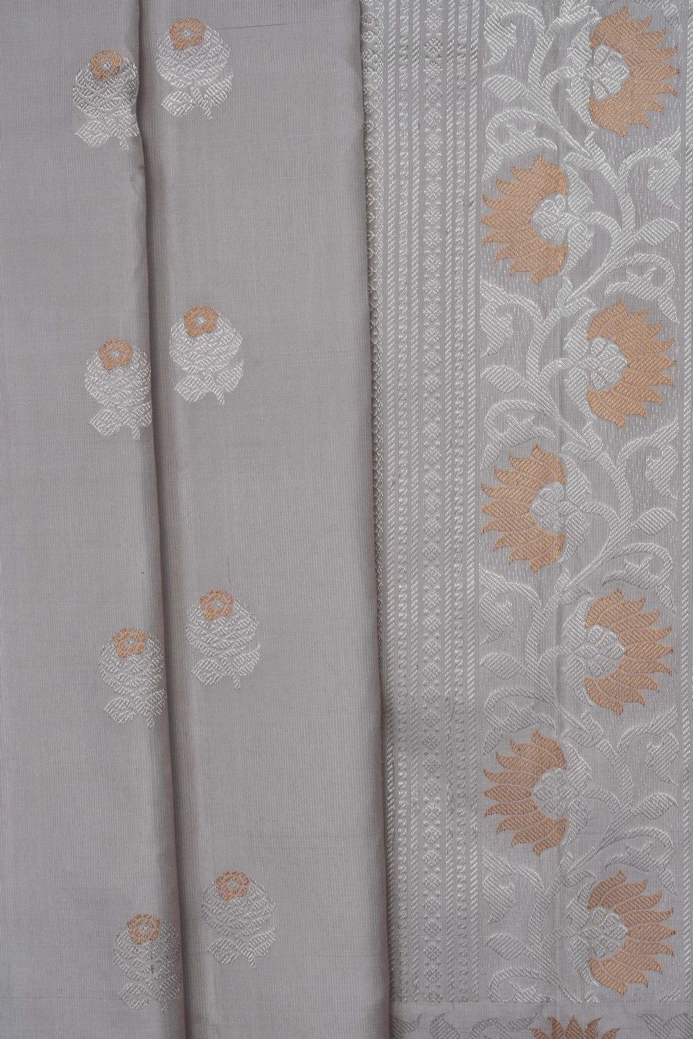 Image of Off-White Gadwal Silk Saree