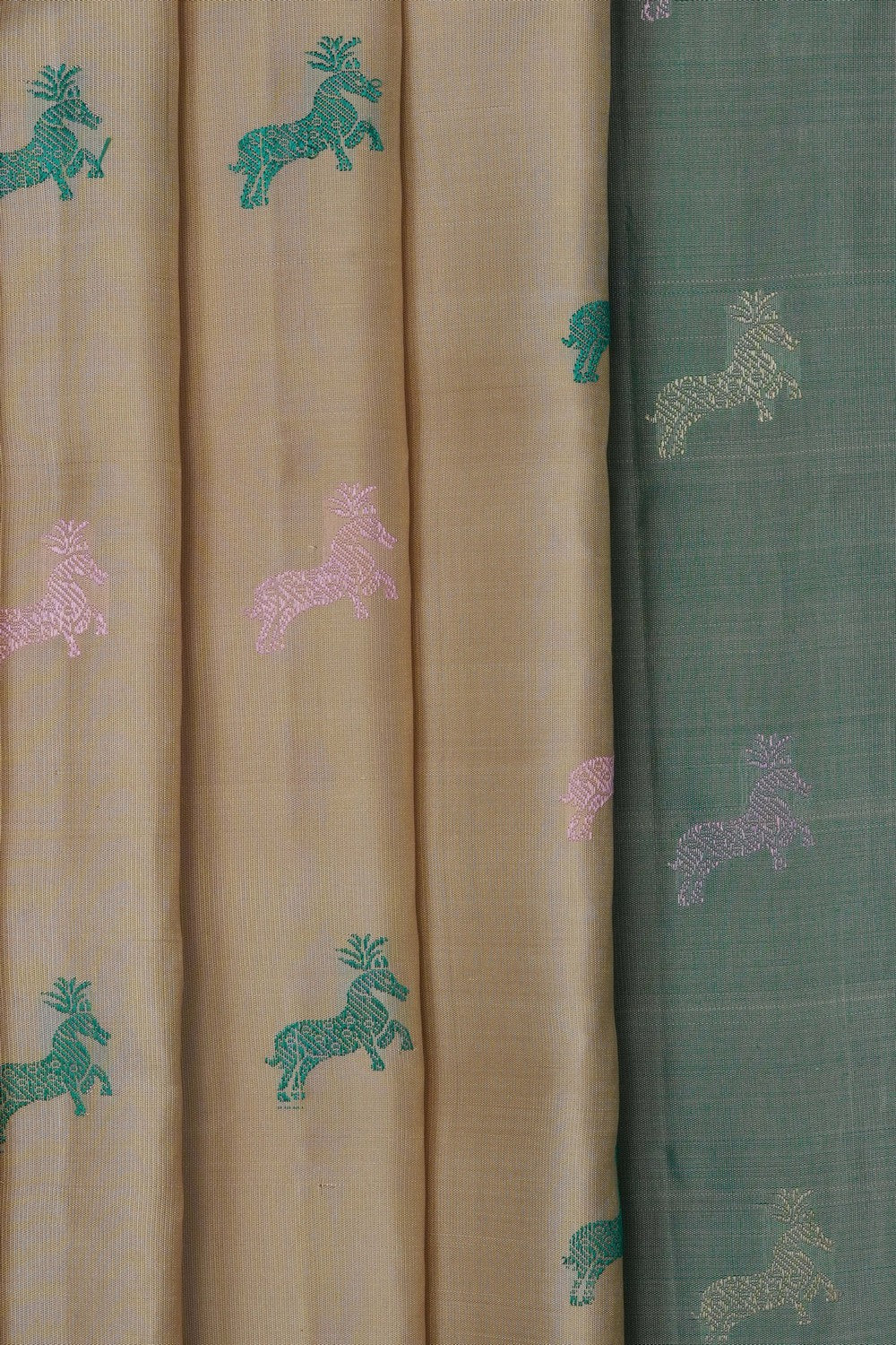 Image of Beige Gadwal Silk Saree